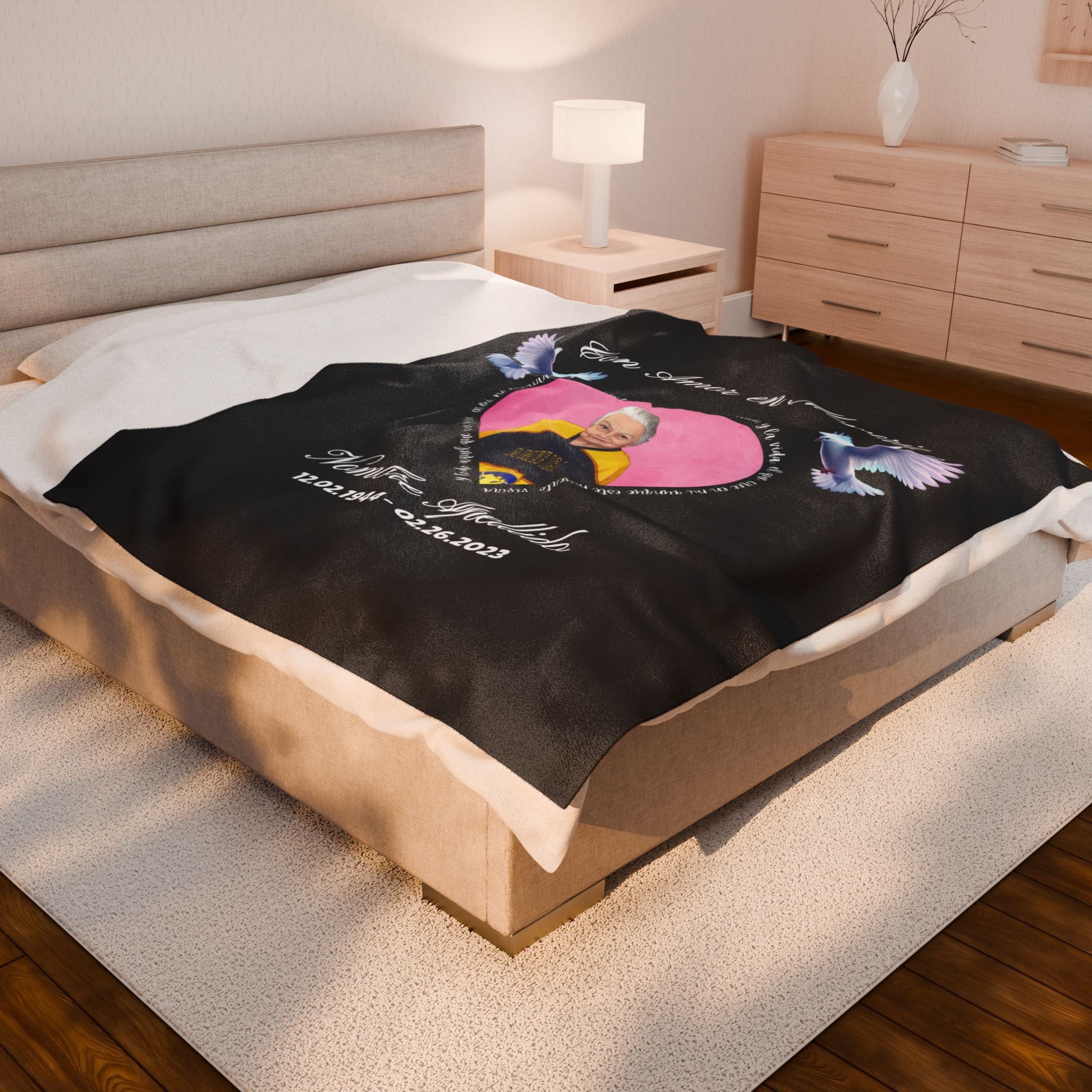 Personalized Memorial "Con Amor En Memoria" Heart Plush Blanket (Spanish)