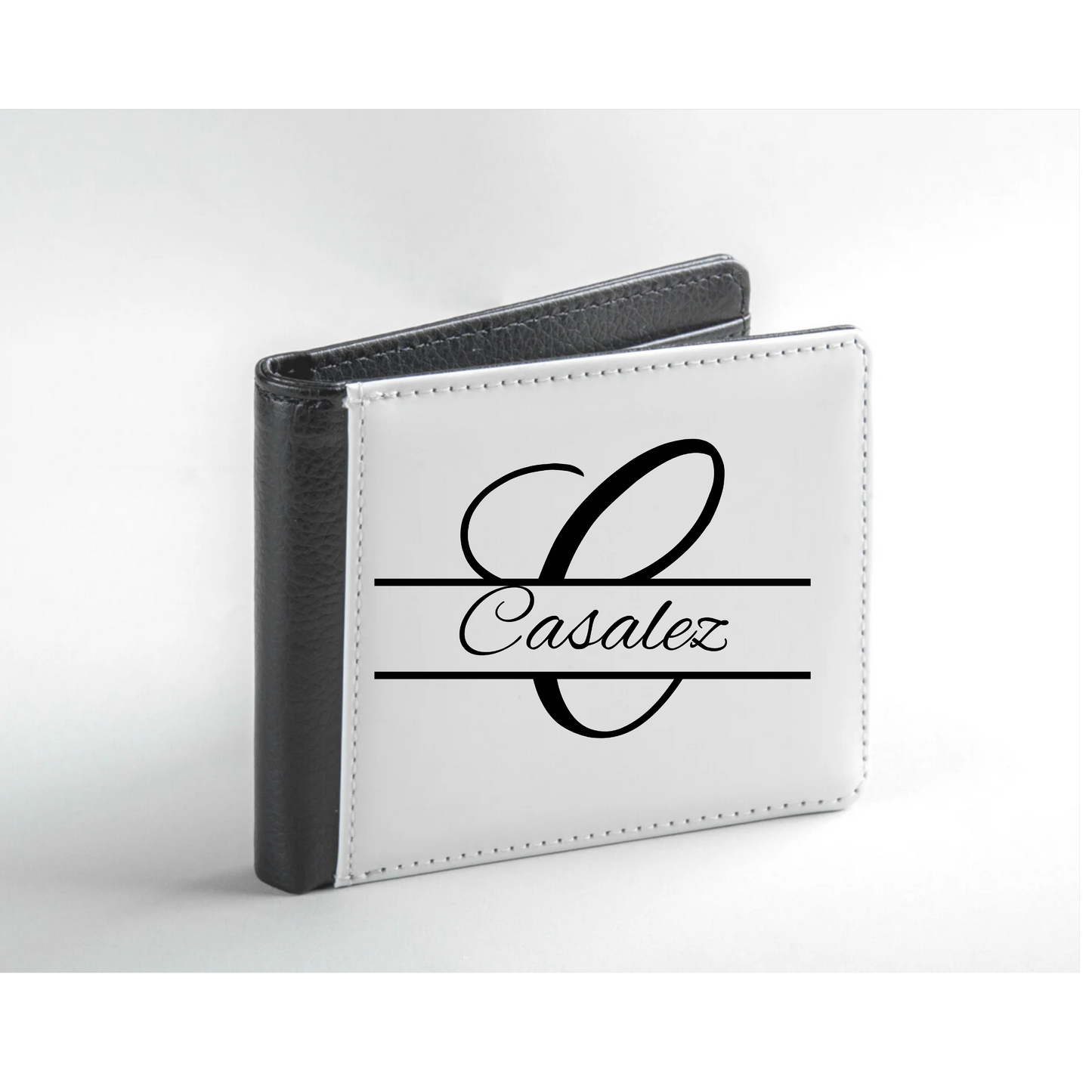 Personalized Letter & Name Cursive Leather Bi-fold Wallet