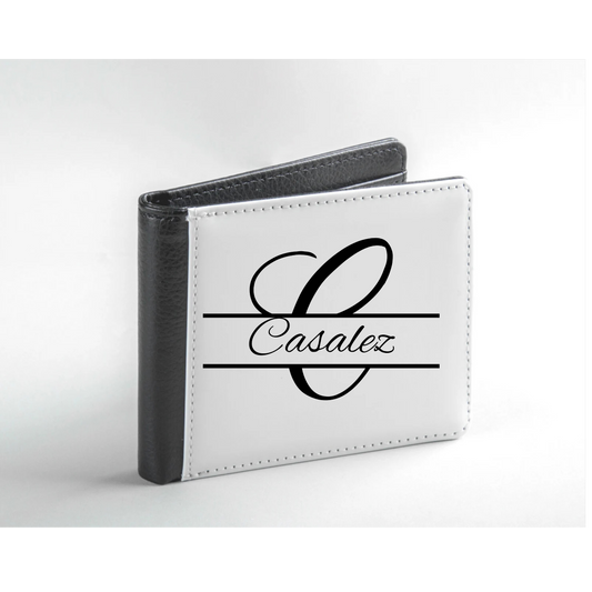 Personalized Letter & Name Cursive Leather Bi-fold Wallet