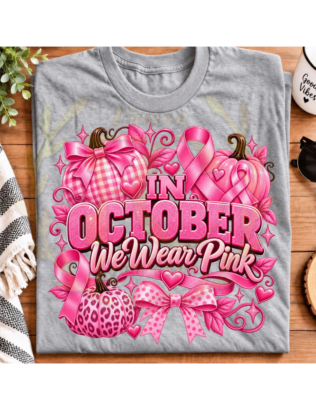 Breast Cancer Awareness Pink Pumpkins In October we Wear Pink