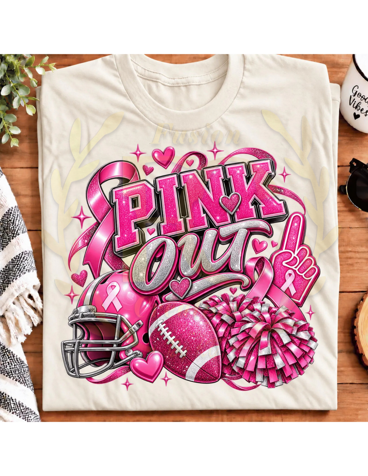 Breast Cancer Awareness Pink Out Football Pom Pom
