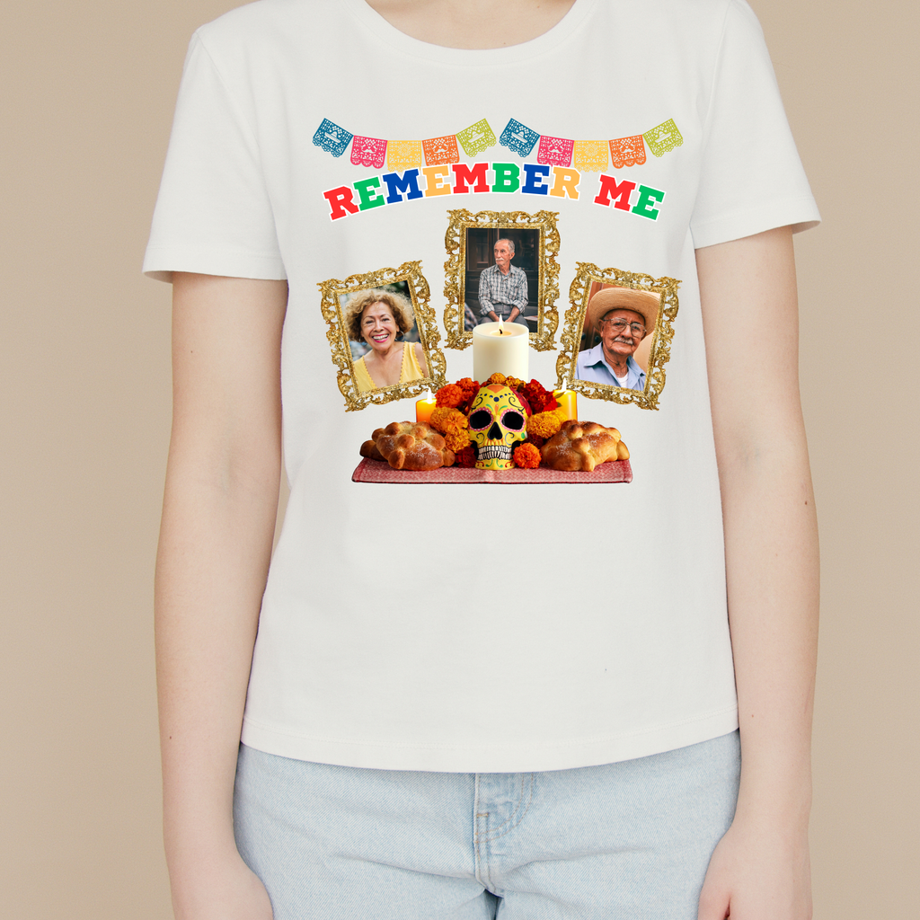 Personalized Día de los Muertos Memorial Shirt | Custom Photo Remembrance T-Shirt | "Remember Me" / "Recuérdame"