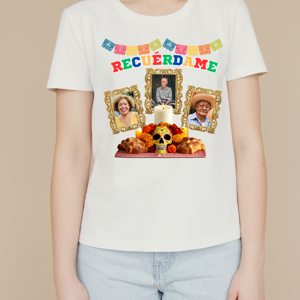 Personalized Día de los Muertos Memorial Shirt | Custom Photo Remembrance T-Shirt | "Remember Me" / "Recuérdame"