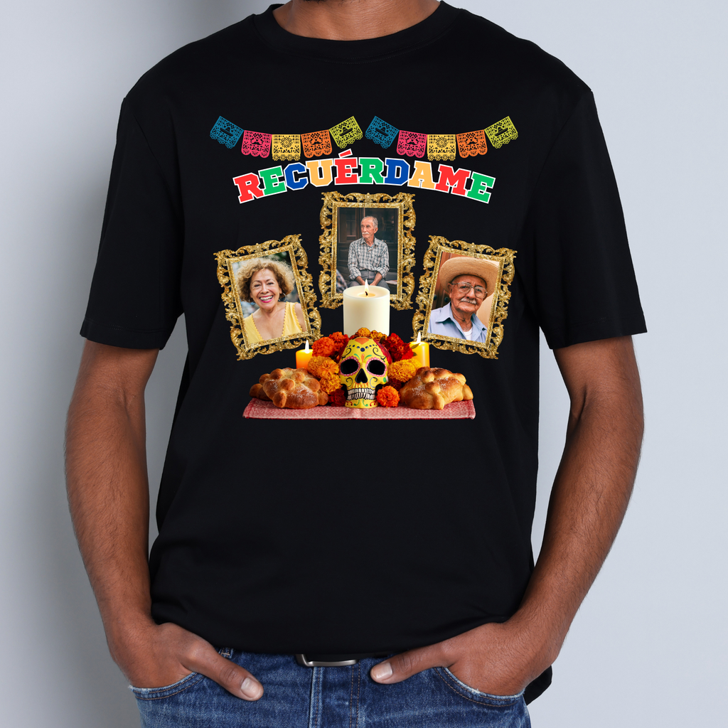 Personalized Día de los Muertos Memorial Shirt | Custom Photo Remembrance T-Shirt | "Remember Me" / "Recuérdame"