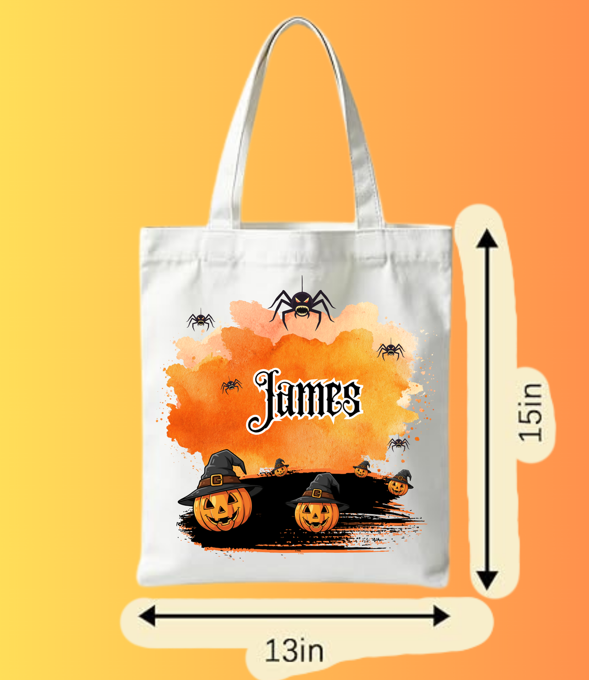 Personalized Spooky Halloween Tote Bag | Custom Name Pumpkin Trick-or-Treat Bag