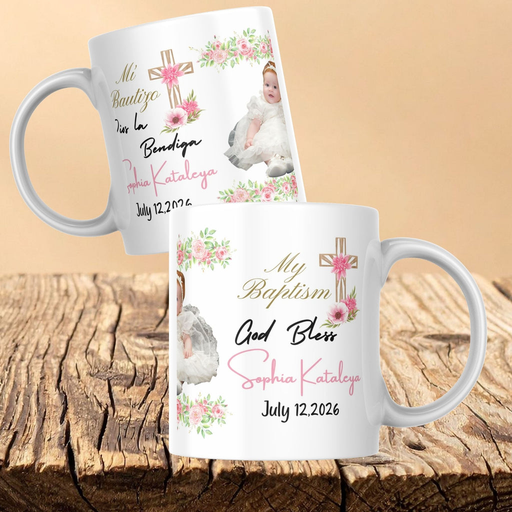 Personalized Baptism Mug – Pink Cross
