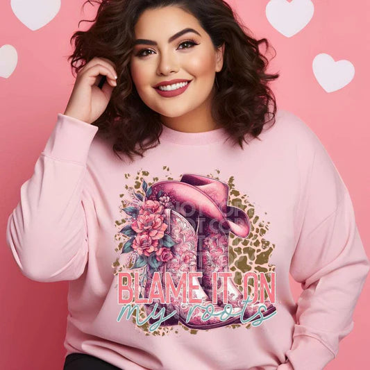 blame it on my roots Valentine Sweatshirt